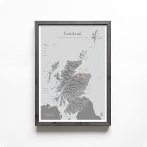 Matte Scotland Whisky Distillery Map