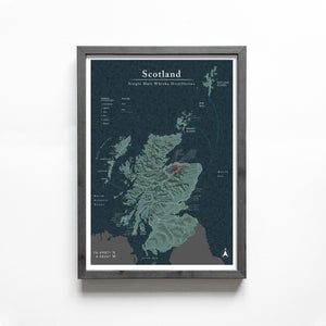 Matte Scotland Whisky Distillery Map