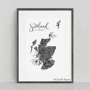 Scottish Whisky Calligraphy Map