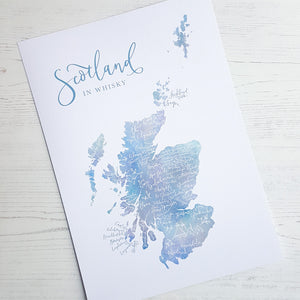 Scottish Whisky Calligraphy Map