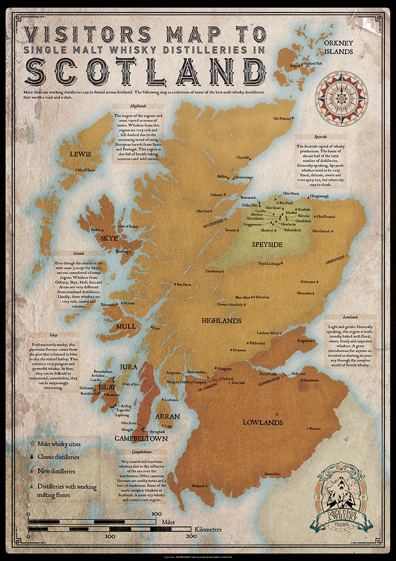 Visitors Map to Single Malt Whisky Distilleries