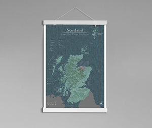 Matte Scotland Whisky Distillery Map