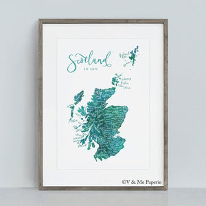 Scottish Gin Calligraphy Map