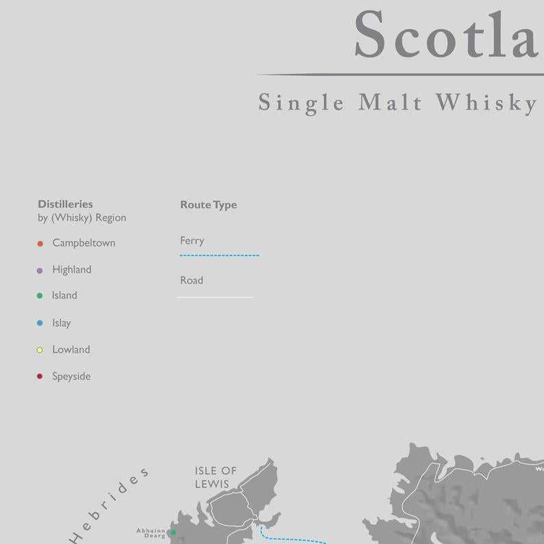 Matte Scotland Whisky Distillery Map