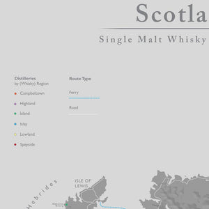Matte Scotland Whisky Distillery Map